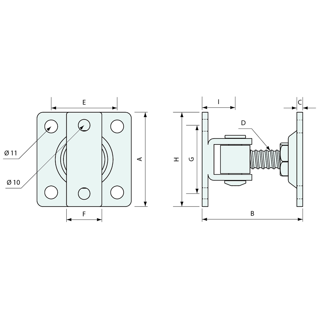 Plate Gate Hinge Bolt On 200kg