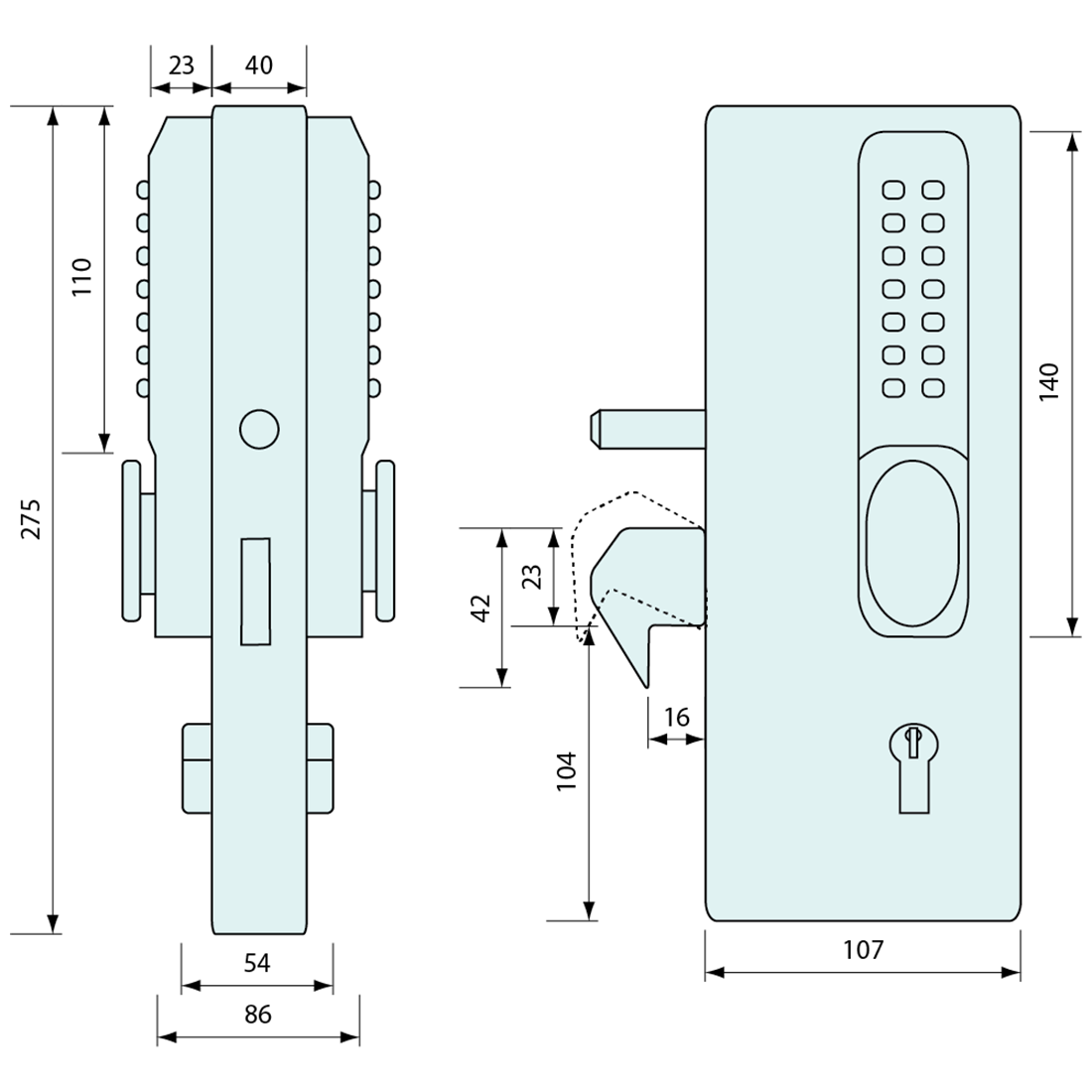Hook Lock and Digital Lock Kit 275mm