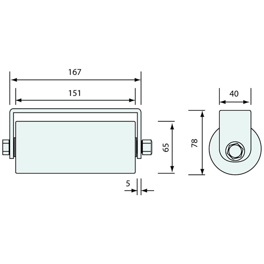 Gate Roller Bolt On Nylon 150mm