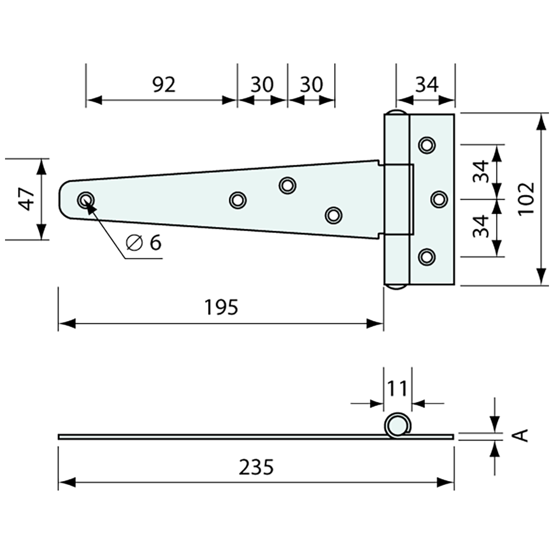 Strap Hinge 316 Stainless Steel 200mm 2.5mm Thick