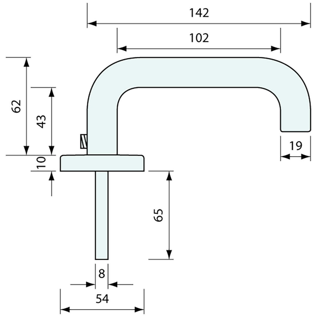 Internal Handle 316 Stainless Steel 140mm