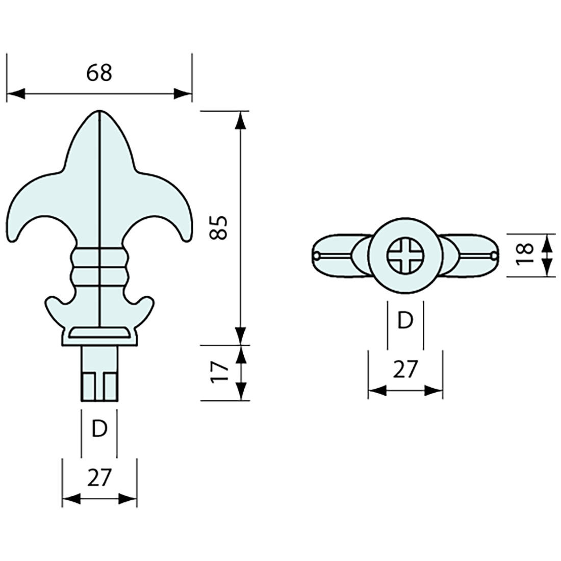 Post Top Int Aluminium 12.7mm ID Tube