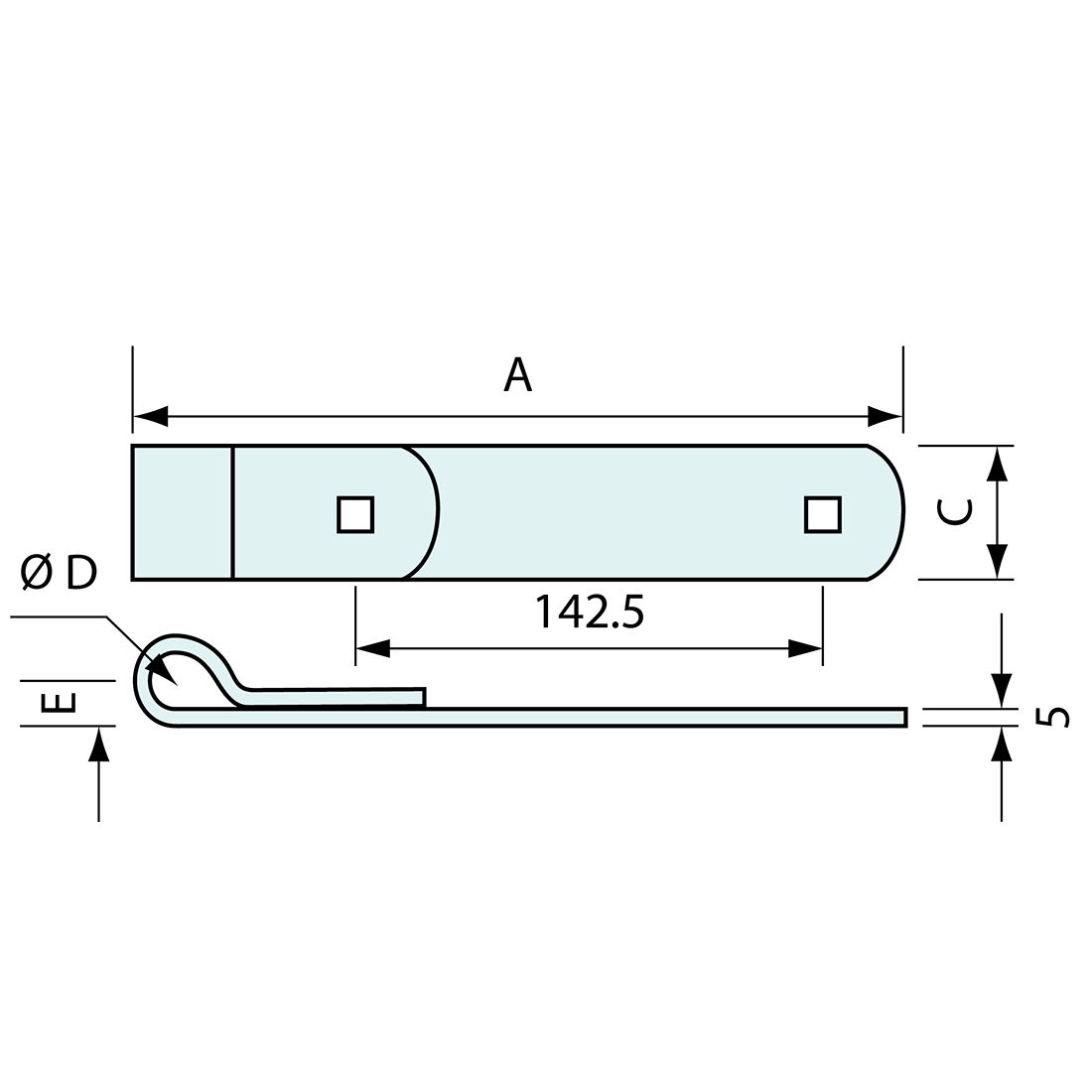 Unwelded Strap Heavy Duty Galvanised 16mm Pin 230mm