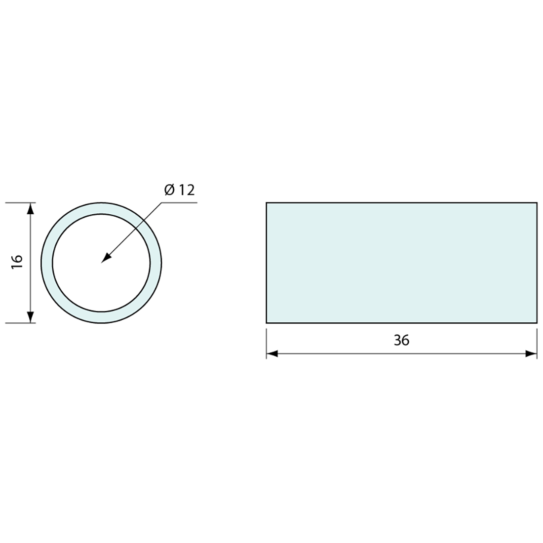 Reduction Bush Heavy Duty Black 16mm to 12mm