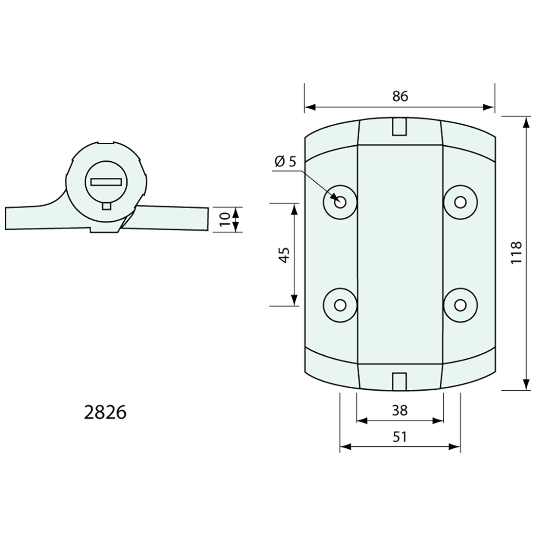 Spring Hinge No Legs Black Nylon 118x86mm