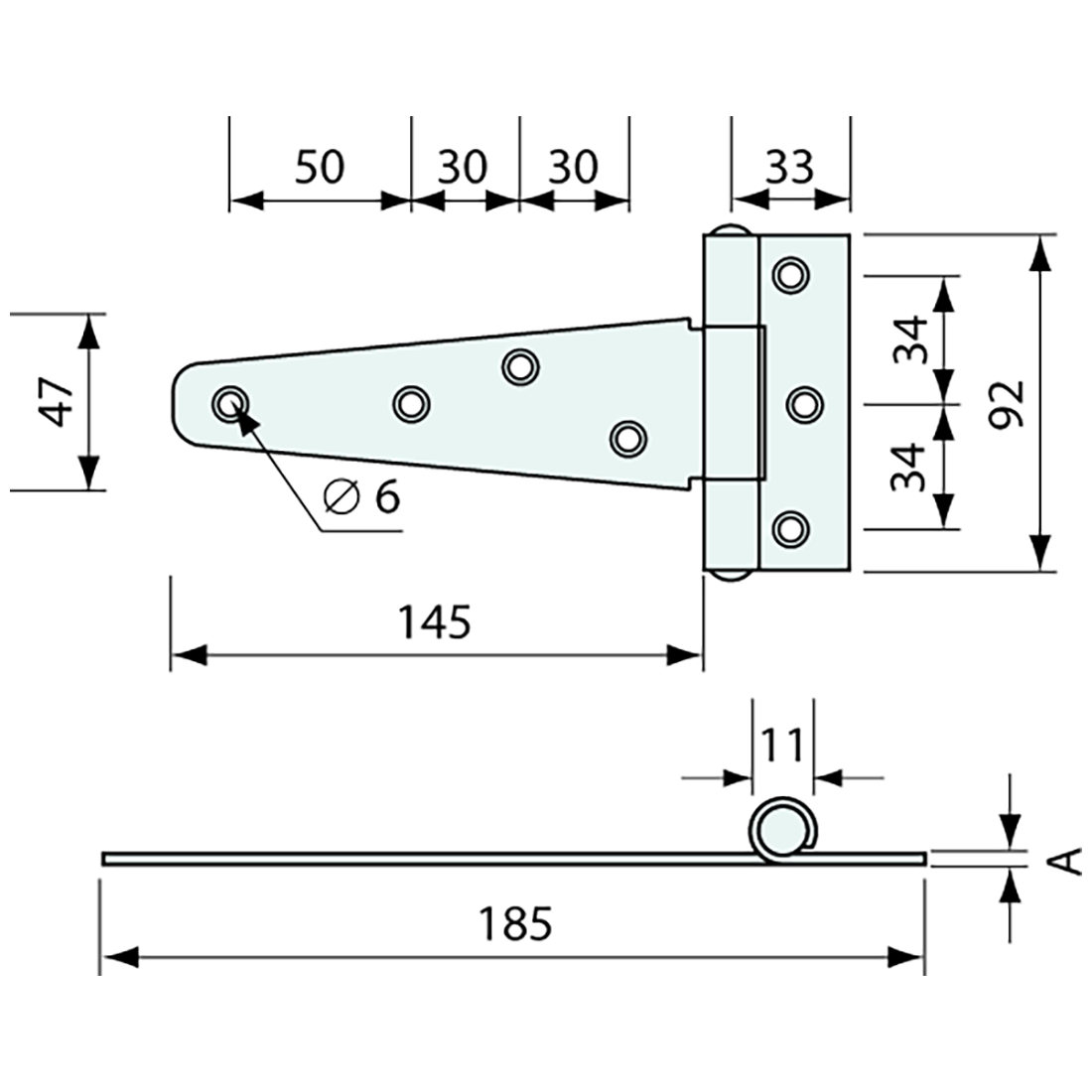 Strap Hinge 316 Stainless Steel 150mm 3mm Thick