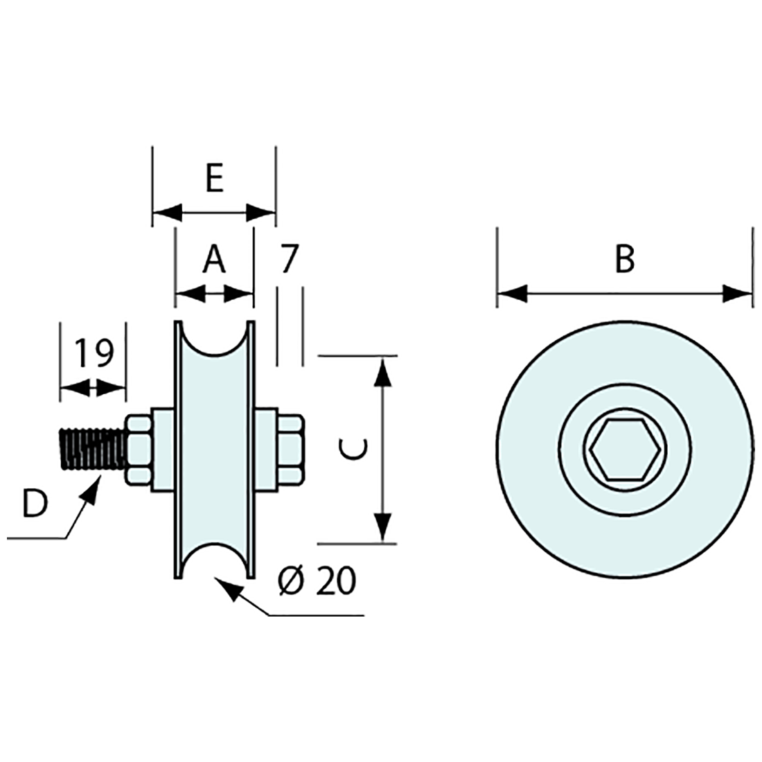Gate Roller and Bolt Zinc 78mm M10