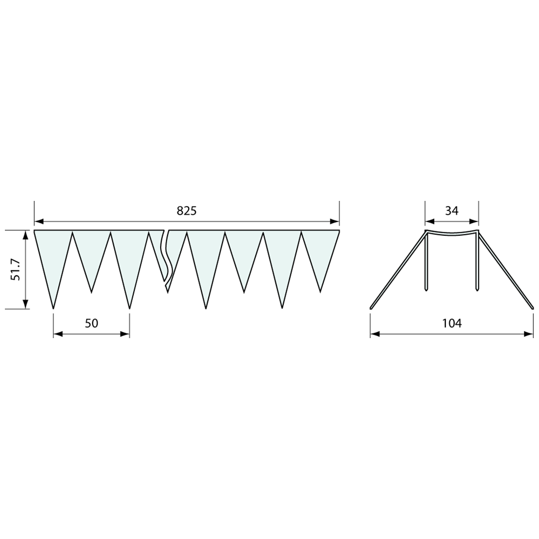 Gate Spike Razor Top Galvanised 825mm