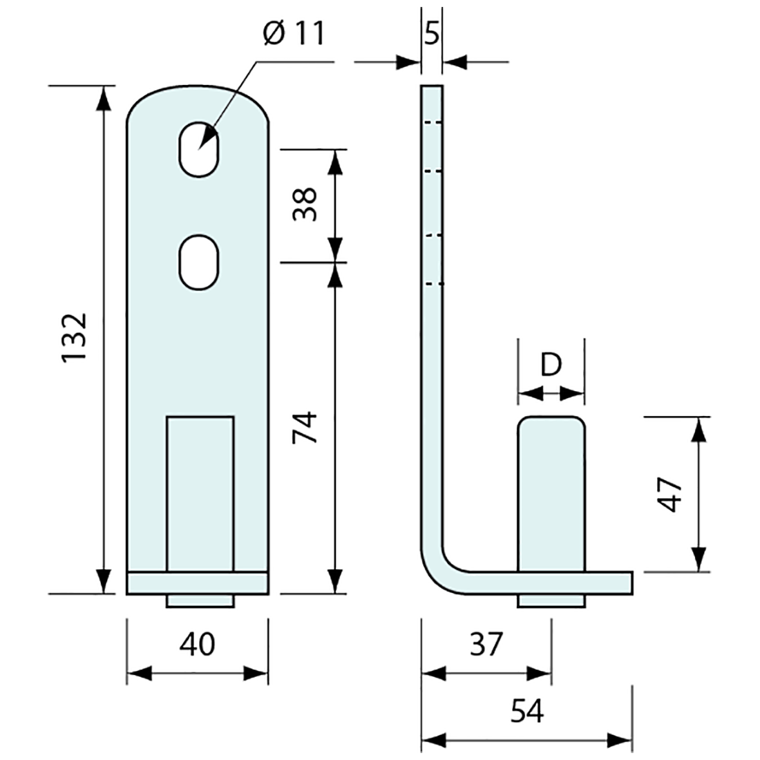 Plate Gudgeon Galvanised 20mm