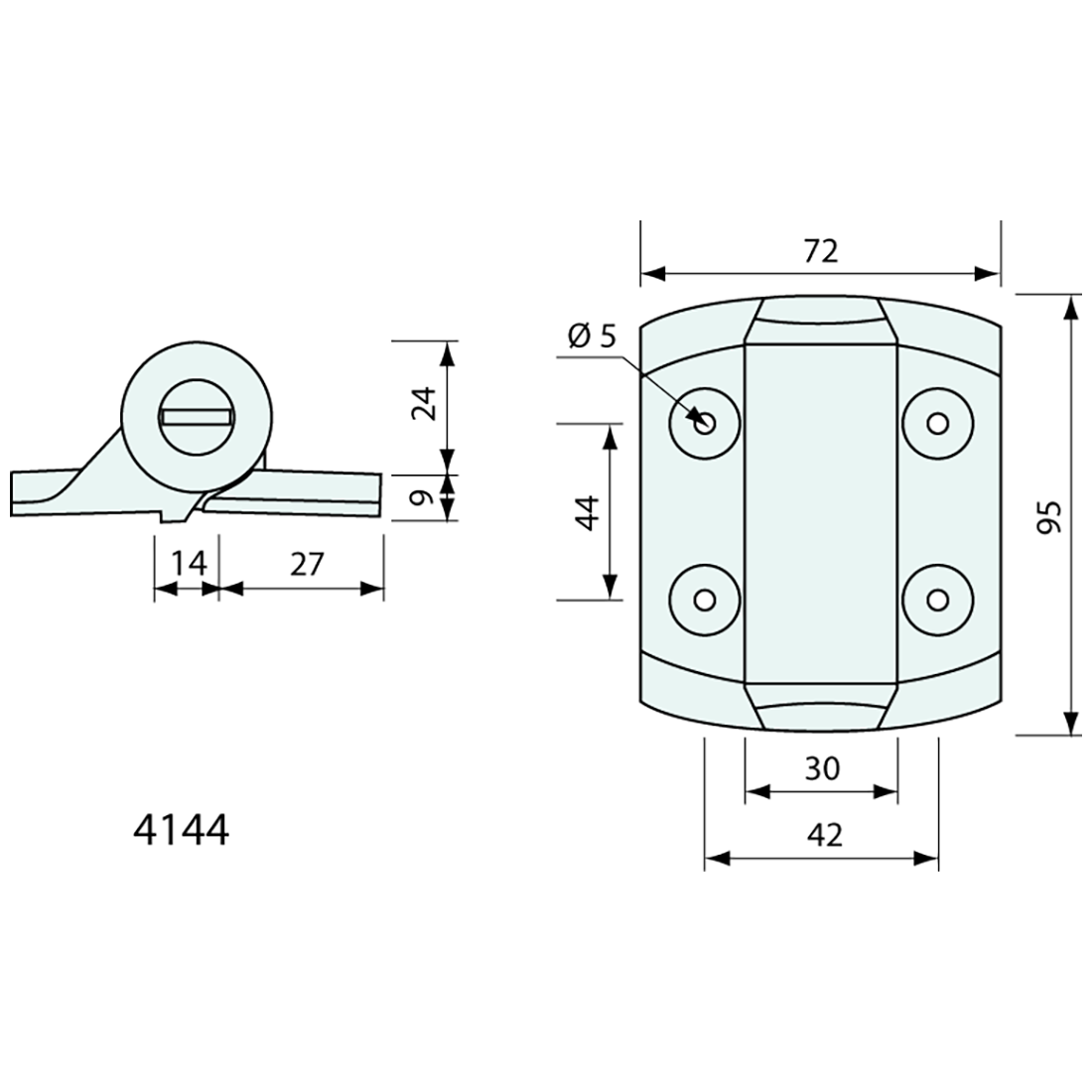 Spring Hinge Flush Fit Black Nylon 96x76mm