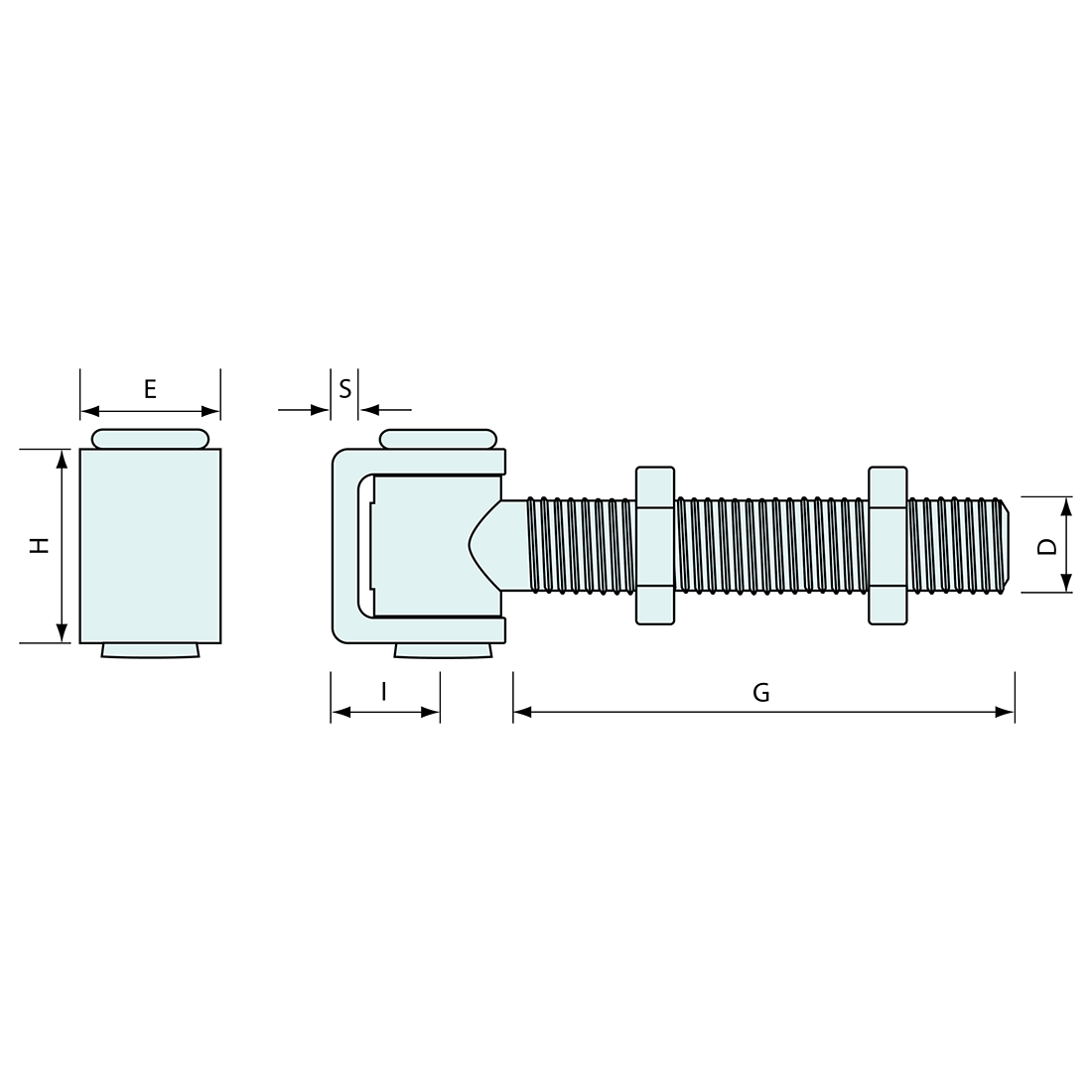 Gate Hinge 130mm M24 Thread