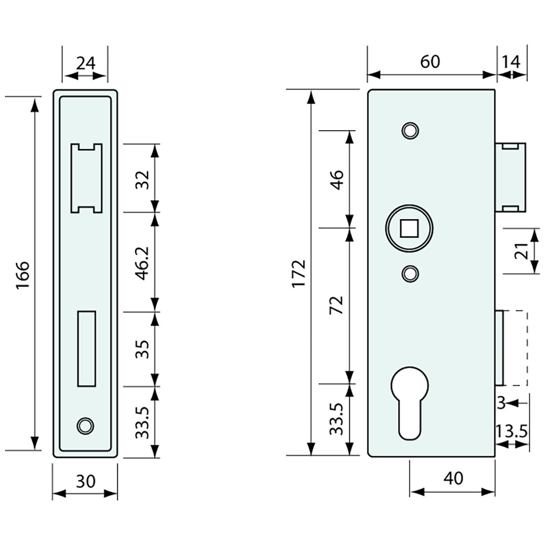 Lock Case and Gate Slam Latch 30x59mm