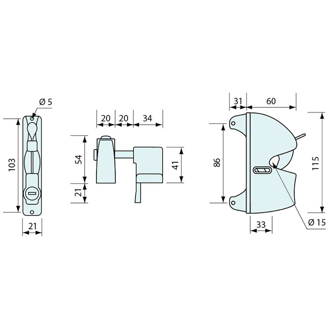Snap Gate Latch Ext Key Locking Black 103mm