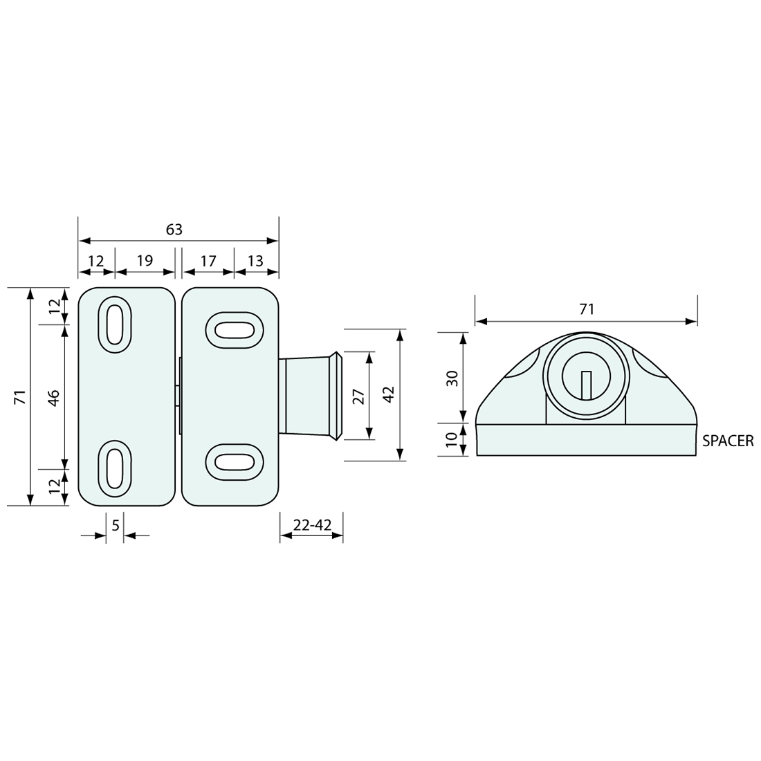 Pull Latch Magnetic Key Locking Black 71mm - Gate Gear