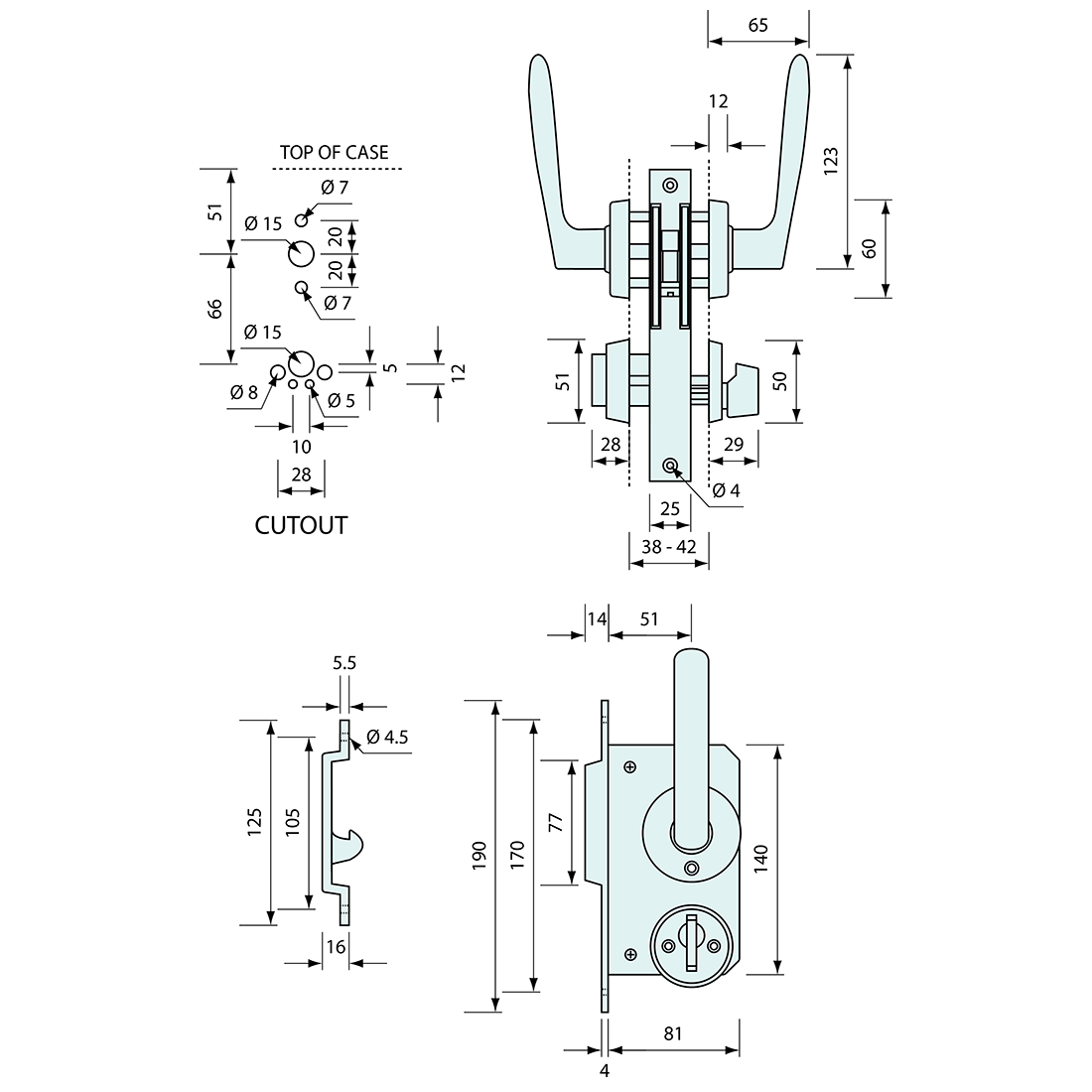 Sliding Door Latch Key Locking Stainless Steel 140mm - Gate Gear