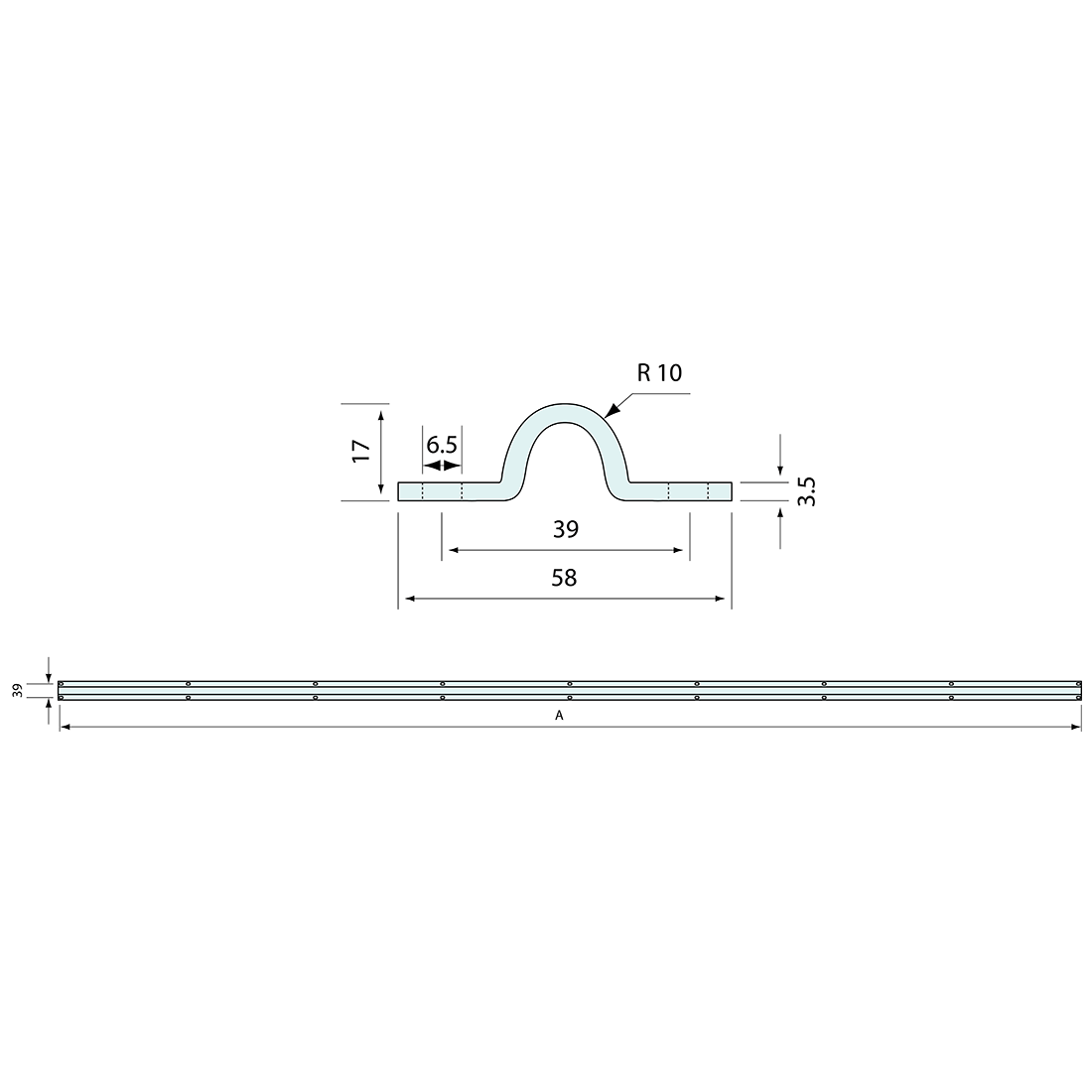 Gate Track Bolt Down U Track Galvanised 55mm 3m Length