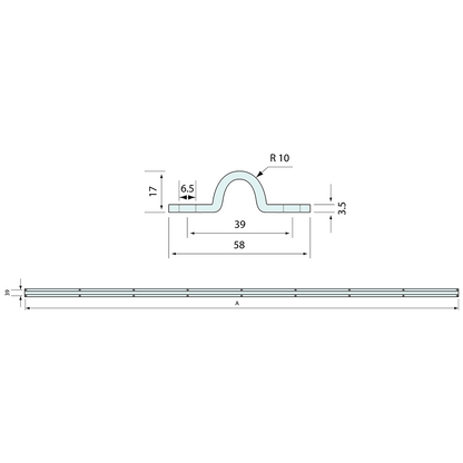 Gate Track Bolt Down U Track Galvanised 55mm 3m Length