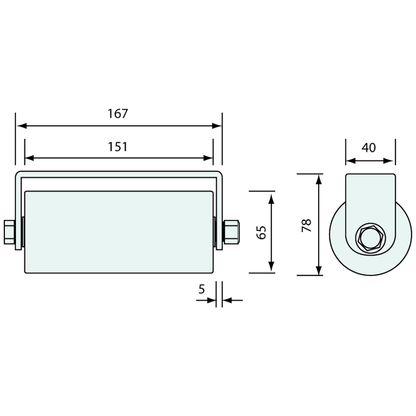 Gate Roller Bolt On Nylon 150mm