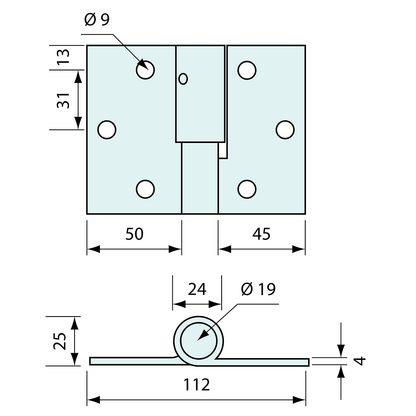 Gate Hinge Zinc Plated Right Hand Heavy Duty Double Flap 90mm