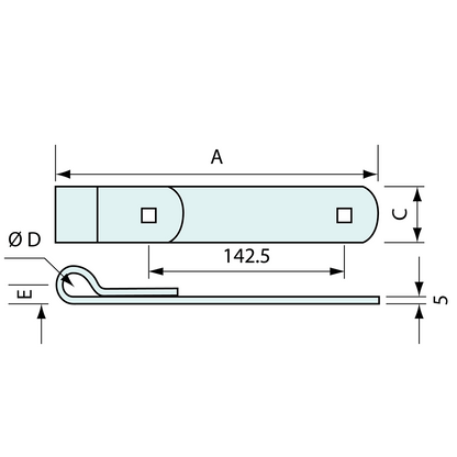 Unwelded Strap Heavy Duty Galvanised 16mm Pin 230mm