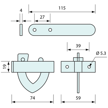 Snap Latch Galvanised 74mm