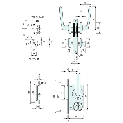 Sliding Door Latch Key Locking Stainless Steel 140mm