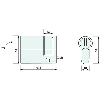 Euro Cylinder 5 Pin Half Key 33x10mm - Gate Gear