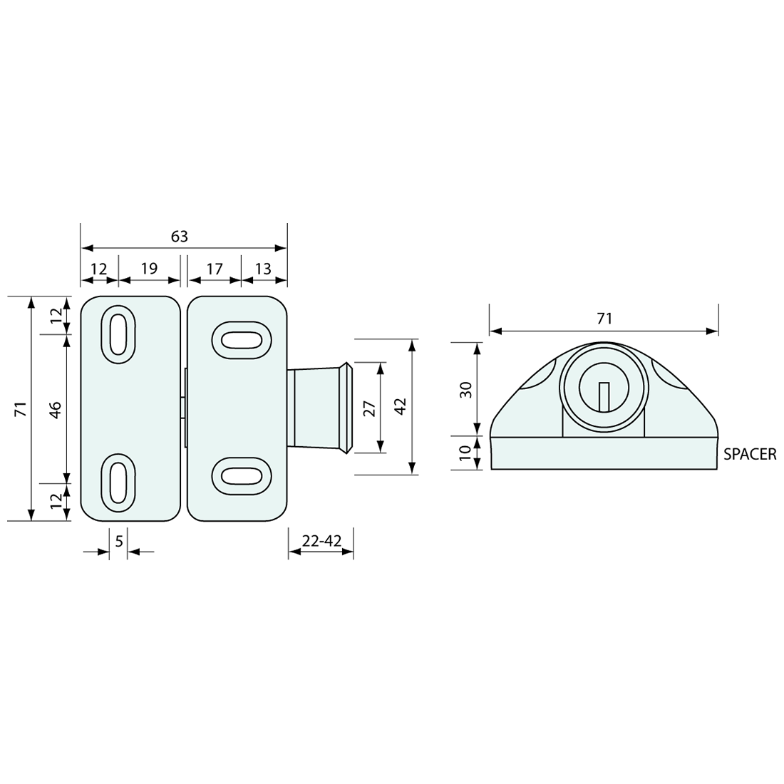 Pull Latch Magnetic Key Locking Black 71mm