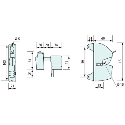 Snap Gate Latch Ext Key Locking Black 103mm