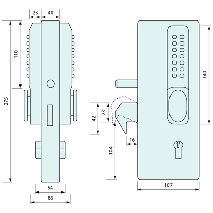 Hook Lock and Digital Lock Kit 275mm - Gate Gear