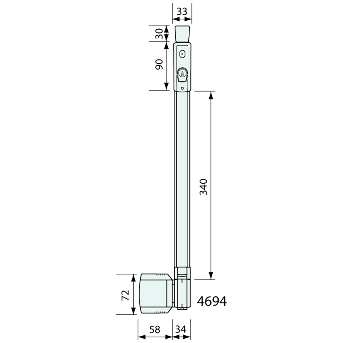 Pool Latch Black 310mm - Gate Gear